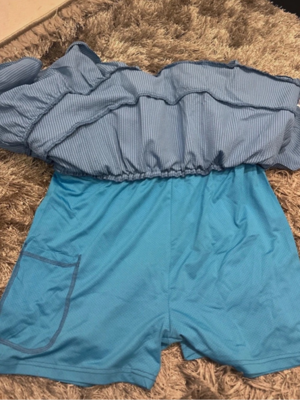 Blue Tiered Ruffle Women's Skirt - Comfortable Casual Style W/ Shorts - Picture 3 of 3